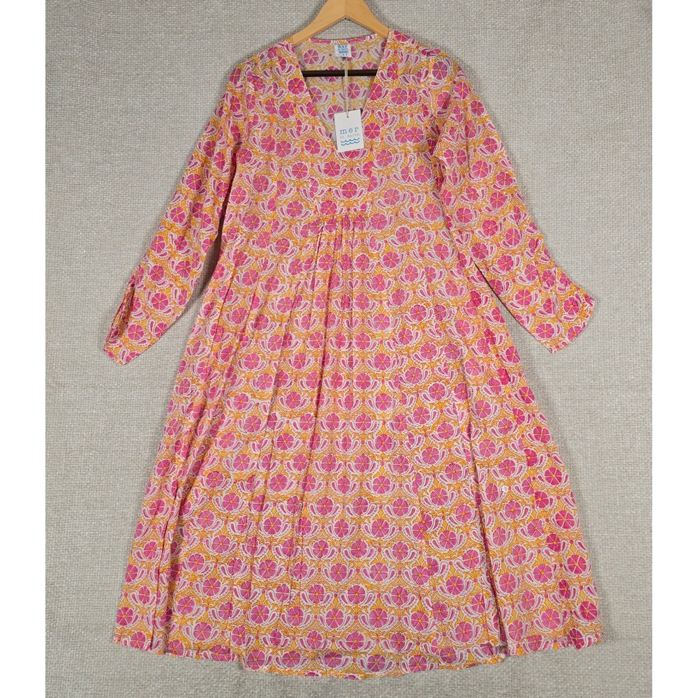 Mer St. Barth Le Reve Pink Floral Maxi Dress Womens Small Oversized Lightweight